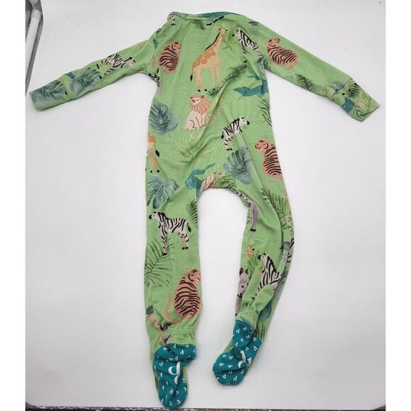 POSH PEANUT Wildlife Green One Piece Footie Sleeper Safari Limited Edition 3-6M - Picture 2 of 8